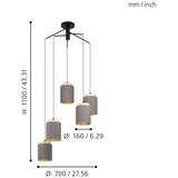 Eglo visilica Albariza 99447, 5x E27, Ø70 cm, crna/drvo/kapučino tkanina | shoptok.hr