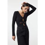 Trendyol Black Cut Out/Window Detailed Knitted Bodysuit cene