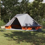 vidaXL družinski tipi šotor - siva in oranžna, za 10 oseb, vodoodporen | Shoptok.si