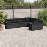  9-dijelni set vrtnih sofa s jastucima crni od poliratana | shoptok.hr