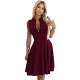 Numoco 573-4 Exclusive dress with a flared bottom and a zipper - burgundy | shoptok.hr