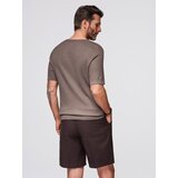 Ombre Men's knitted t-shirt with buttons at the neckline - ash | shoptok.hr