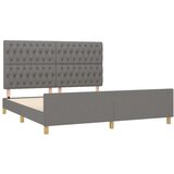  Posteljni okvir z vzglavjem temno siv 160x200 cm blago, (20794679) | Shoptok.si