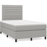vidaXL Box spring postelja z vzmetnico LED sv. siva 120x190 cm blago Cene