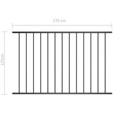 vidaXL Ograjni panel prašno premazano jeklo 1,7x1,25 m črn | Shoptok.si
