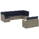 vidaXL Vrtni set od 9 dijelova s jastucima sivi poliratan - Siva Bez stola 1 | shoptok.hr