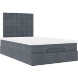 vidaXL Otomanski posteljni okvir z vzmetnicami siv 120x190cm žamet | Shoptok.si