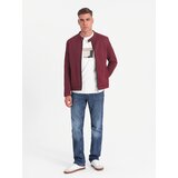 Ombre Men's BIKER jacket in structured fabric - maroon | Shoptok.si