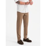 Ombre Men's REGULAR FIT chino pants with fine texture - dark beige | shoptok.hr