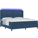 vidaXL Postelja s podnožjem in vzmetnico ter LED modra 200x200 cm Tkanina, (22050798) | Shoptok.si