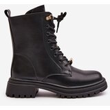 Boto Eco Leather Women's Worker Boots With Pins Black Rianael | ePonuda.com