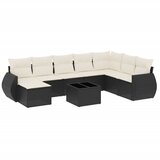 Maison Chic Seti vrtnega pohištva - Vrtna garnitura - Vrtni pohištvo set 9-delna z blazinami črn poli ratan, (21798420) | Shoptok.si
