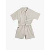 Koton Jumpsuit with Short Sleeves, Shirt Collar with Belt, Pockets and Snaps with Snap Buttons. Cene