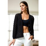 Dewberry 20317 Patterned Buttoned Seasonal Cardigan-BLACK | shoptok.hr