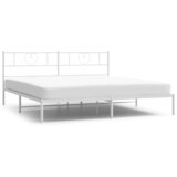  The Living Store Kovinski posteljni okvir z vzglavjem bel 193x203 cm - Posteljni Okvir, (21444340) | Shoptok.si