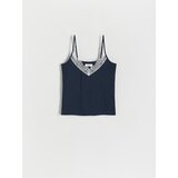 Reserved top z visokim deležem viskoze - mornarsko modra | Shoptok.si