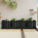 vidaXL Vrtna visoka greda z ograjico črna 200x50x50 cm trdna borovina | Shoptok.si