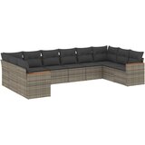 Maison Chic Seti vrtnega pohištva - Vrtna garnitura - Vrtni pohištvo set 10-delna z blazinami siv poli ratan, (21811648) | Shoptok.si