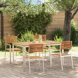 vidaXL Set za ručavanje u vrtu od 5 komada od masivnog bagremovog drva, Vanjski stol za ručavanje 150x90x75 cm od masivnog bagremovog drva, Složive vrtne stolice 4 komada od masivnog bagremovog drva i čelika Cijene