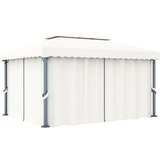  Sjenica sa zastorima i LED svjetlima 4 x 3 m krem bijela | shoptok.hr
