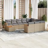 Maison Chic Seti vrtnega pohištva - Vrtna garnitura - Vrtni pohištvo set 11-delna z blazinami bež poli ratan, (21817667) | Shoptok.si