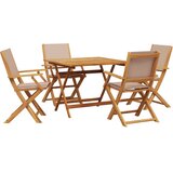  5-dijelni vrtni blagovaonski set smeđesiva od tkanine i drva | Eponuda.com
