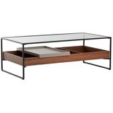 Jotex Klubska mizica s stekleno mizno ploščo v temni naravni barvi 60x120 cm Sveg – | Shoptok.si