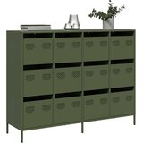 vidaXL Komoda olivno zelena 135x39x103,5 cm hladno valjano jeklo | Shoptok.si