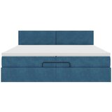 vidaXL Otomanski posteljni okvir z vzmetnicami moder 200x200cm žamet | Shoptok.si