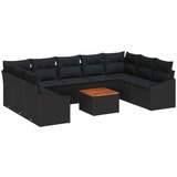 vidaXL set od 10 komada vrtnih sofa s jastučićima crni poli ratan akacija | shoptok.hr