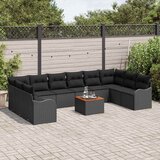  Sjedeća garnitura za vrt 11 kom. Crna poliratan 344 x 177,5 x 69 cm | shoptok.hr