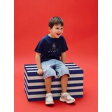 Reserved Pamučna majica s printom - mornarsko plava | shoptok.hr