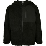 Urban Classics Kids boys hooded sherpa zip jacket black Cene