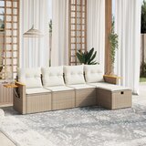  5-dijelni vrtni set sofa s jastucima bež od poliratana | shoptok.hr