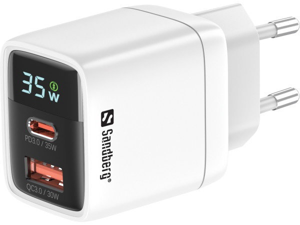 2u1 punjač 1xUSB-C 1xUSB-A PD 35W pametni punjač