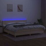  Box spring postelja z vzmetnico LED krem 200x200 cm blago, (20899304) | Shoptok.si