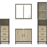 vidaXL Kopalniška garnitura 4-delna sonoma hrast inženirski les | Shoptok.si