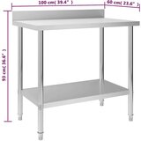 vidaXL Kuhinjski radni stol 100 x 60 x 93 cm od nehrđajućeg čelika | shoptok.hr
