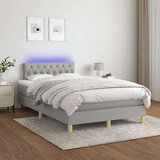  Box spring postelja z vzmetnico LED sv. siva 120x200 cm blago, (20726089) Cene