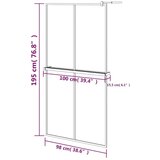 Pregrada za tuš s policom crna 100x195 cm staklo ESG i aluminij | shoptok.hr