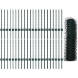 vidaXL postovi za ograde 11 kom U-kanal Zelena 60 cm čelik, šesterokutna ograda Zelena 0.6x100 m čelik | shoptok.hr