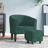 vidaXL fotelj s stolčkom temno zelen žamet | Shoptok.si