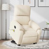 vidaXL električni masažni naslanjač bež mikrovlakna | Shoptok.si