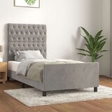  Posteljni okvir z vzglavjem svetlo siv 90x200 cm žamet, (20794653) Cene