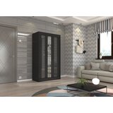 ADRK Klizni ormar KEITA s ogledalom i lacobel staklom 120 cm - CRNA-LAKIRANA CRNA, VISOKI SJAJ | shoptok.hr