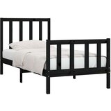  posteljni okvir črn iz trdnega lesa 75x190 cm 2F6, (20647729) | Shoptok.si