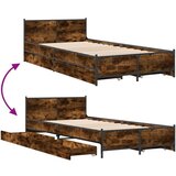 vidaXL Posteljni okvir s predali dimljen hrast 75x190 cm inž. les, (21128592) | Shoptok.si