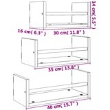  3-dijelni set zidnih polica siva boja hrasta konstruirano drvo | shoptok.hr