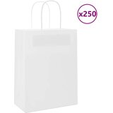 vidaXL Papirnate vrečke 250 kosov z ročaji bela 21x11x28 cm | Shoptok.si