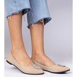 Gemre Champagne women's glitter ballet flats with rhinestones Ellada Cijene